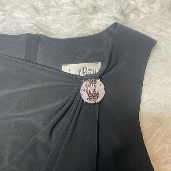 Joseph Ribkoff Black Dress Button Sleeveless Short Mini Size 10 Faux Wrap Stretc - Picture 5 of 12